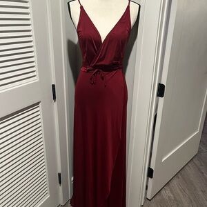 Twobirds Wine Red Wrap Maxi Dress